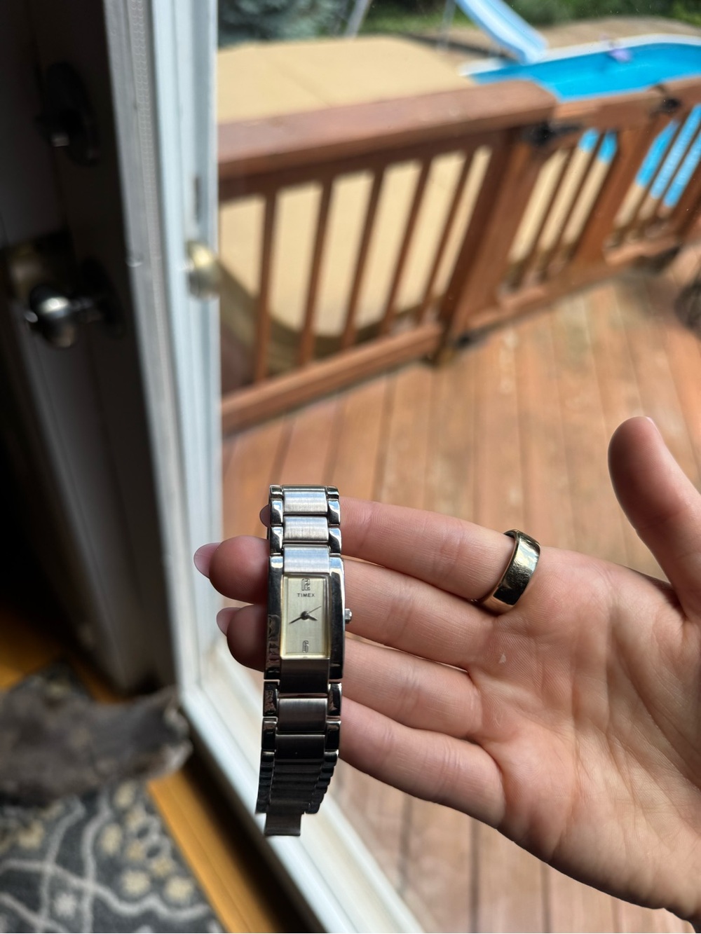 Timex Silver Stainless Steel Rectangular Women's Bracelet Watch